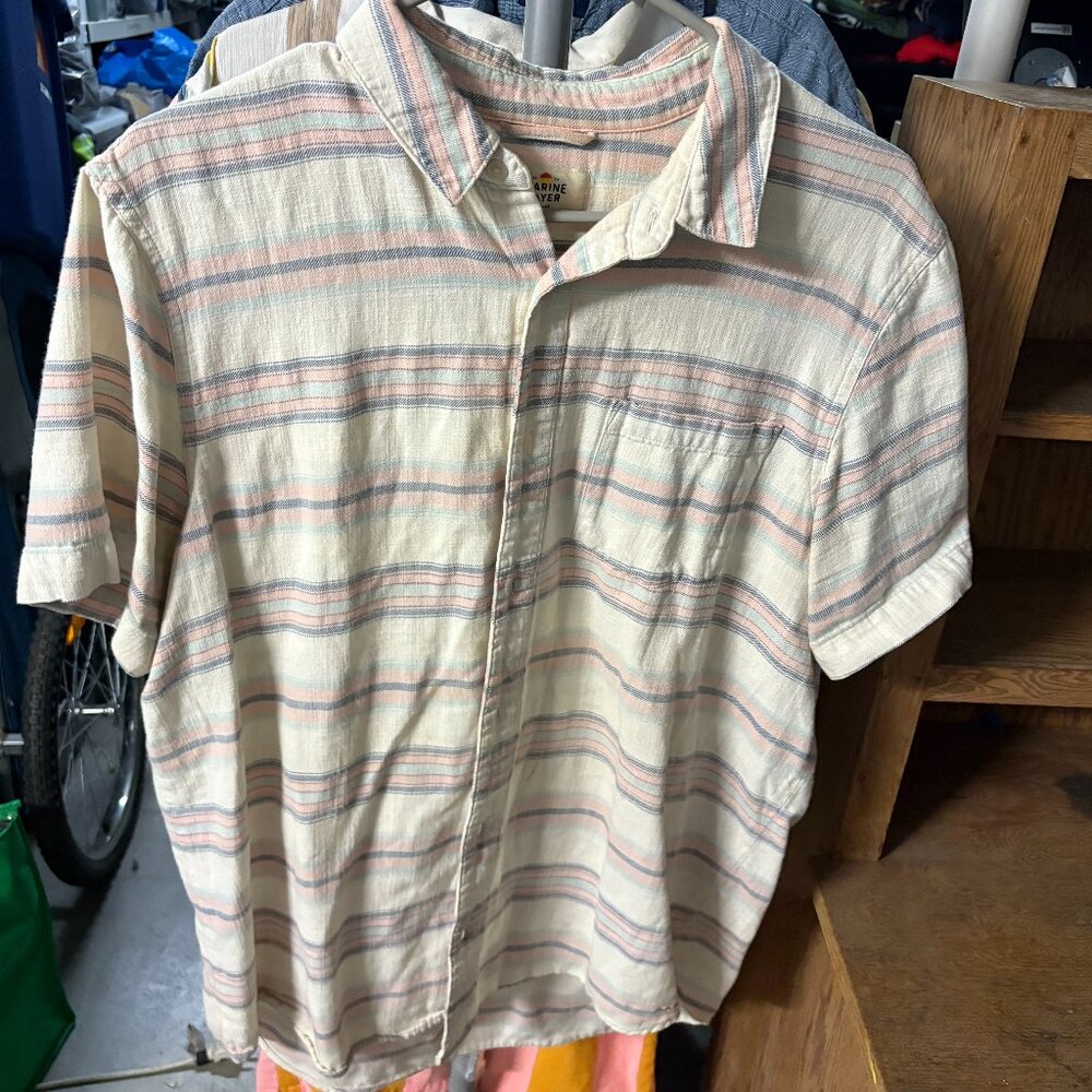 Marine Layer Short-Sleeve Button-Down; Size L